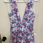Floral Romper Deep Plunge Neck Purple Photo 0