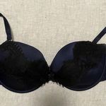 AGENT PROVOCATEUR BLUE SILK BRA BLACK LACE DETAIL Size undefined Photo 0