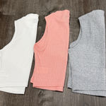 SheIn Bundle of 3 Ribbed High Neck Crop Tops Photo 0