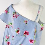 Lumière New  Floral Striped One Shoulder Long Sleeve Shirt Blue Multi Photo 8