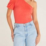 Z Supply Penelope Size Large NWT One Shoulder Top Firecracker Cotton Classic Photo 1