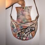 Vintage Botany SMDC Hand painted genuine Leather crossbody bag Black Photo 1