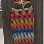 Multicolor Striped Women's Dress Red Size M Photo 0