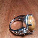 Script Stone and Brazilian Smokey Quartz Solitaire Copper Ring (Size 6) Photo 10
