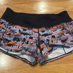 Lululemon athletica Black and Orange Striped Athletic Shorts Photo 0