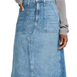 AMO Denim Jean Midi Skirt in Woodland Blue Size 00 Photo 0