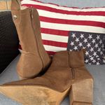 Brown Suede Western Ankle Boots Size 9 – Pointed Toe Cowboy Style Photo 5