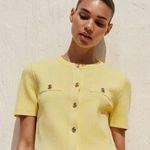 ZARA NWT Elegant Yellow Button-Up Women's Top Size Women’s Small Photo 0