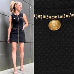 NWT Alice + Olivia Lachlan Boucle Tweed Mini Dress Size 12 Black Gold Photo 12