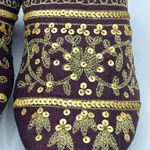 Suzanne Somers Loungewear Collection Slippers Burgundy Gold Beaded House Shoes Size 6 Photo 4