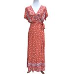 Medium Fall Maxi Dress Long Boho Medium Wrap Dress Cottage Prairie Orange Dress Photo 4