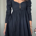 Abercrombie & Fitch  Black Long Sleeve Poplin Babydoll Mini Dress Sz M Petite NWT Photo 0