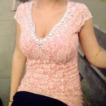 ✨Coral Lace Beaded V neck Top✨ Orange Size undefined Photo 0