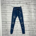 Bamboo  High Rise Distressed Skinny Jeans Women’s 0 Medium Wash Stretch Denim Photo 0