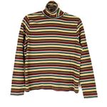 Talbots David Brooks | Jewel Tone Stripe Fall Turtleneck Shirt 100% Cotton Womens Large Photo 0