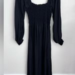 LA LIGNE Eloise Convertible Smocked square neck Long Sleeve Midi Silk Dress M Black Size M Photo 5