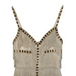 NWT Mandalay Cream Ivory Gold Beaded Fringe Midi Evening Cocktail Dress Womens 6 Photo 1