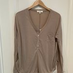 ANGL Beautiful Tan Henley Top Photo 0