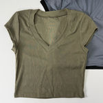 Source Unknown NEW Women's Short Sleeve V-Neck Ribbed Tops Boutique Bundle of 3 Size Large Photo 0