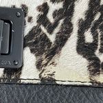 BCBGMAXAZRIA Black Cream Calf Hair Snake Print Leather Clutch Photo 3