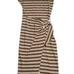 NWT Polo Ralph Lauren Striped Jersey Wrap Tee Midi in Brown Stripe Dress S Photo 0
