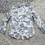 Charter Club Weekend Collection Linen Paisley Print Top White Navy Small Photo 5