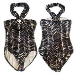 MiracleSuit Magicsuit  One Piece Halter Swimsuit Square Cut Out Printed Womens 10 Photo 1