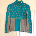 Neve 1/4 Zip Sweater Merino Wool Blend Womens Pullover XS Nordic Ski Artsy Blue Photo 2