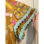 Celia B Lobelia Dress XS Multicolor Floral Midi Pom Pom Trim Boho Orange Photo 9