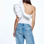 ZARA NWT Ruffle One Shoulder Top Sz Small Poplin Chic Photo 1