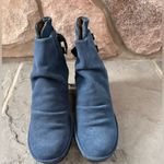 Fly London Yama Navy Blue Suede Leather Platform Wedge Booties Lace Up Back Photo 4