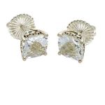 John Hardy White Topaz Cushion Cut Sterling Silver Rope Design Stud Earrings Photo 11