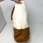 DKNY  Two-Tone‎ Leather Tote Cream Cognac Photo 6
