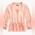 J.Crew | V-neck Button-detail Peplum Blouse Top Pink Coral Size 2 XS Photo 3