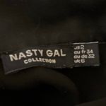 Nasty Gal  Black Silk Satin Button Down Long Sleeve Collar Shirt Blouse Top Sz 2 Photo 3