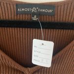 Almost Famous Brown Cutout Tie V Neck Dress Cinched Women's Sz Small Photo 9