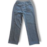 EUC Romwe High Rise Straight Legged Denim Jeans Flower Print Design Sz M (US 6) Blue Photo 3