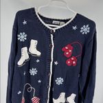 Cherokee  Navy Sweater cardigan winter Snowflake crocheted Design 1X mittens plus Photo 5