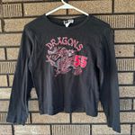 Y2K Knitworks Kids Dragon Graphic Long Sleeve Tee – Made in USA – Size Large Black Photo 0