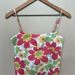 Boden Floral Linen Spaghetti Strap Sundress Resort Wear Size 10 White Pink Retro Photo 1