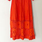 Hunter Bell  Rowe‎ Dress Crochet Lace Linen Blend Midi Puff Sleeve Square Neck Photo 5