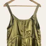 Anthropologie Love The Label  Sleeveless Utility Satin Green Midi Dress Size L Photo 9