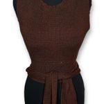 EUC Free People FP Beach Knit Halter Crop Top Sleeveless Wrap Tie Brown Small Photo 0
