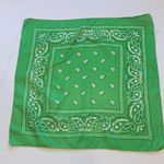 Lime Green Paisley Bandana Scarf with Black and White Pattern Photo 0