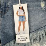 New Celebrity Pink Festival Denim Shorts Fringed Hem Distressed 9/29 High Rise Blue Photo 3