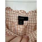 J. Crew Smocked Puff Sleeve Dress Women Medium Peach Gingham‎ Milk Maid Peasant Photo 3