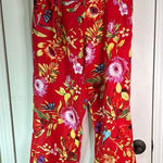 Peck & Peck NWT ST BARTHS Red Floral Butterfly Pants 100% Linen Size Large W 16” I 30” Photo 0