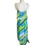 Calvin Klein NWT Spaghetti Strap Maxi Dress Blue/ Green Size 6 ruffled layer Photo 1