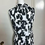 Milly  Melina Pleater Midi Dress Black & White High‎ Neck Structured Size 10 Photo 6
