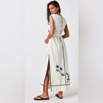 Free People  $248 Bo Embroidery Bohemian Floral Mexican White Midi Dress Festival Photo 1